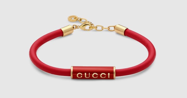 Bracelet with enamel Gucci in bright red leather | GUCCI® US
