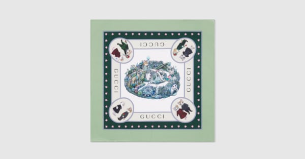 日本限定 ヒグチユウコ コットン ハンカチ ・ターコイズ＆アイボリー