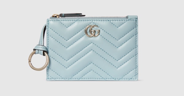 m*u様 GUCCI カバン　ケース GG Marmont zip key pouch in light blue leather | GUCCI® US