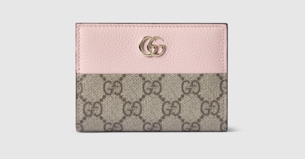 ダブルG バイカラー スモールウォレット ・ピンク レザー | GUCCI公式