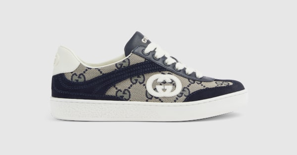 Children's G74 sneaker in beige and blue GG canvas | GUCCI® US