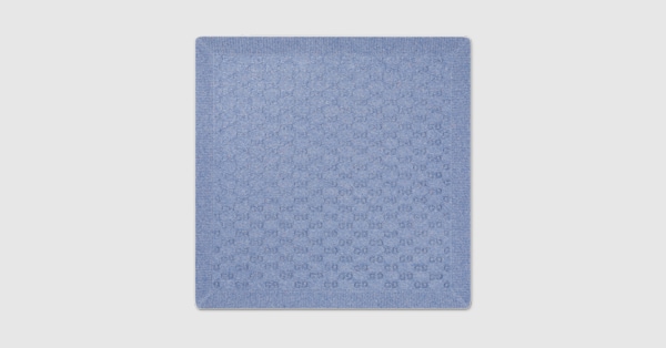 Baby GG cotton jacquard blanket in light blue | GUCCI® US