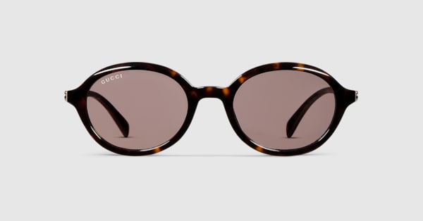 GUCCI ダークレッド ラウンド型サングラス ラウンドフレーム サングラス（アジアン フィット） ・ダークブラウン