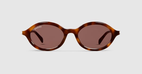 Round frame sunglasses in brown tortoiseshell | GUCCI® CA