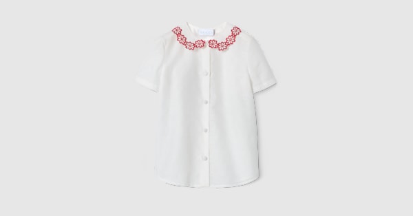 Children's GG cotton jacquard shirt in white | GUCCI® US