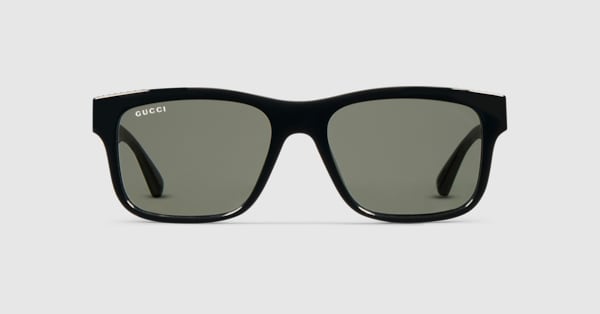 Rectangular frame sunglasses in black | GUCCI® US