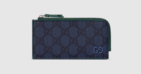 GG ジップカードケース グリーン トリム ・ダークブルー GGスプリーム