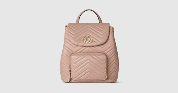 Gucci Pink Chevron GG Mini Backpack with Gold Hardware GUCCI GG Marmont Rucksack Chevron Leather Backpack Bag Pink  main image 3