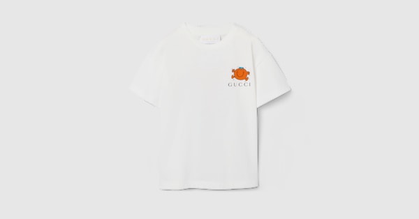 Baby cotton T-shirt with print in white | GUCCI® US