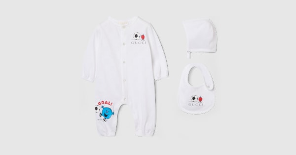 Baby GG cotton three-piece gift set in white | GUCCI® US