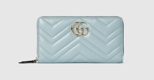 ダブルG ジップアラウンドウォレット ・ライトブルー レザー | GUCCI公式