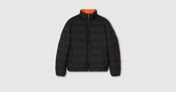 Reversible GG nylon zip jacket in black and orange | GUCCI® US
