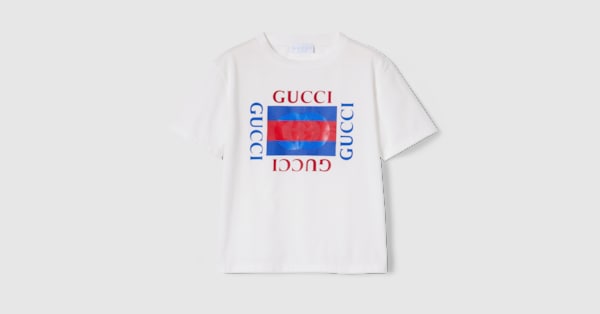 Children's cotton T-shirt with print in white | GUCCI® US