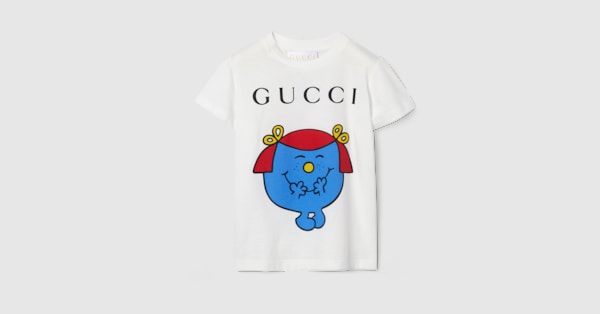 Baby cotton T-shirt with print in white | GUCCI® ZA