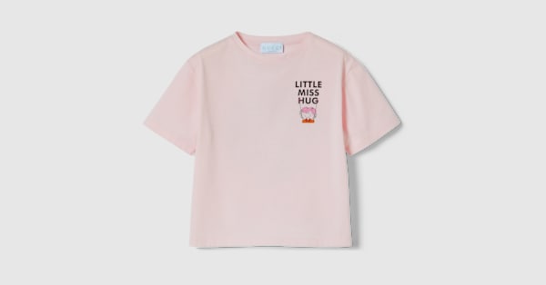 Children's cotton T-shirt with print in pale pink | GUCCI® ZA