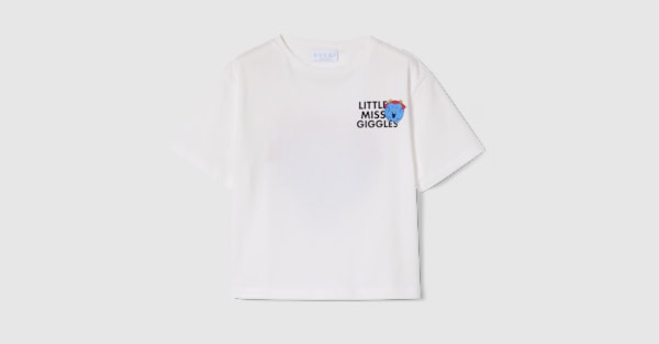 Children's cotton T-shirt with prints in white | GUCCI® US