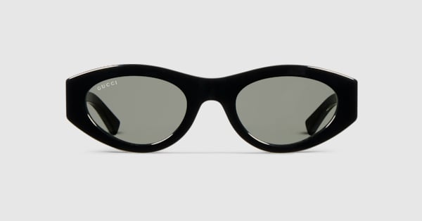 Oval frame sunglasses in black | GUCCI® US