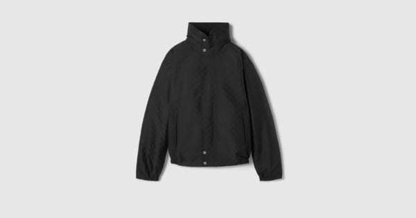 Reversible cotton ripstop zip jacket in black | GUCCI® US