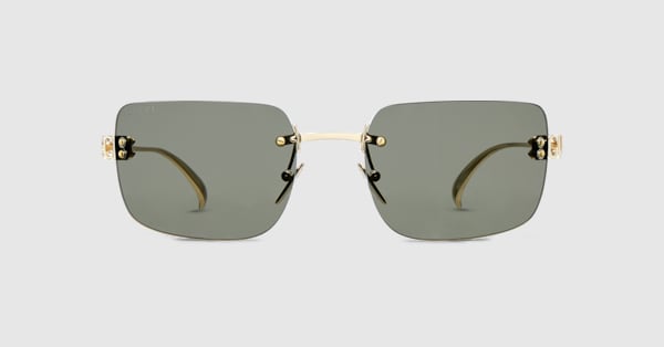 Frameless square sunglasses in gold | GUCCI® US