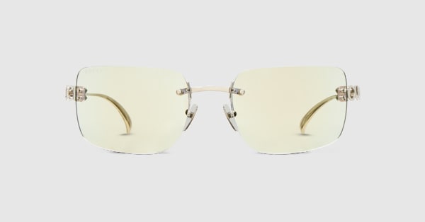 Frameless square sunglasses in silver | GUCCI® US