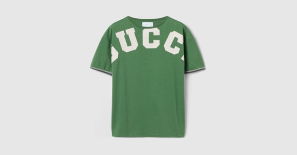 チルドレンズ〕プリント コットン Tシャツ ・グリーン | GUCCI公式
