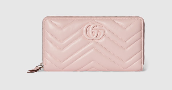 GUCCI グッチ GGマーモント ジップアラウンド ウォレット ピンク グッチ GUCCI 長財布(ラウンドファスナー) GG マーモント ジップ