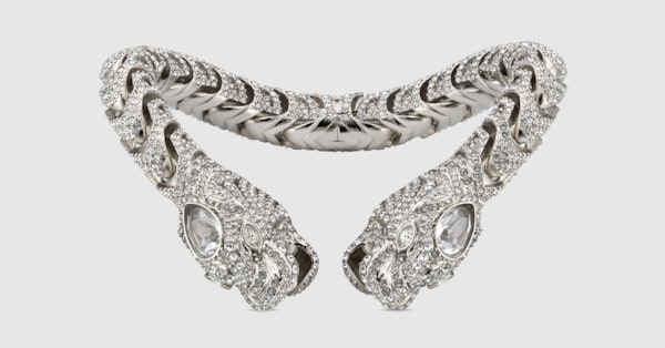 Dionysus bangle bracelet in palladium-toned brass | GUCCI® US