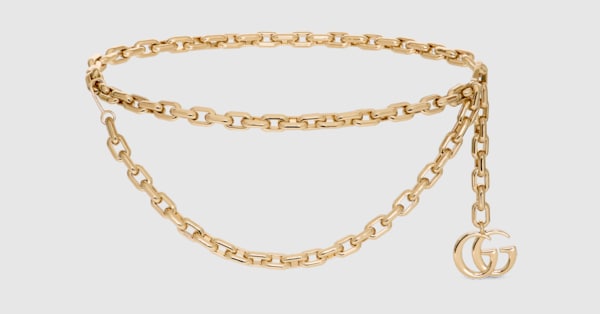 Double chain belt with charm in gold-toned brass | GUCCI® US