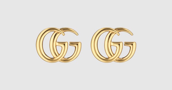 GG Marmont stud earrings in gold-toned brass | GUCCI® US