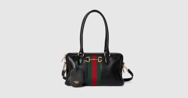 グッチ ボルセット〕ミディアム ボストンバッグ ・ブラック レザー