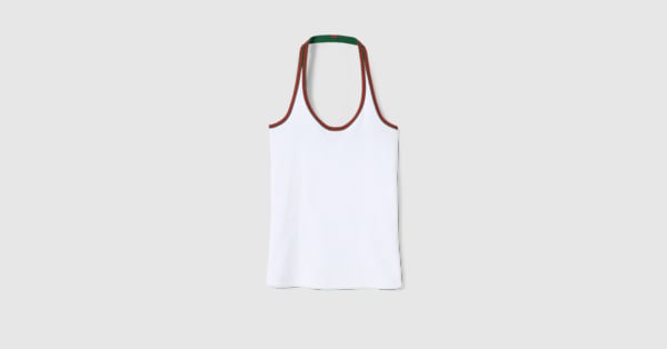 Heavy cotton rib tank top in white | GUCCI® US
