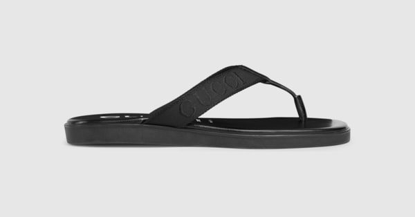 Men's thong with tonal logo in black jacquard fabric | GUCCI® US
