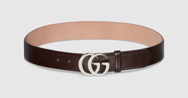 Flat Marmont belt in dark brown leather | GUCCI® US