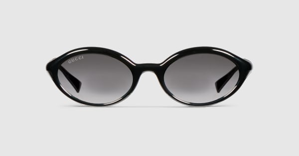 Oval frame sunglasses in black | GUCCI® US