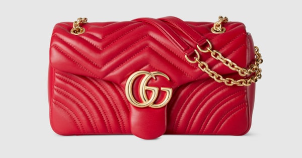 GG Marmont medium shoulder bag in red leather | GUCCI® US