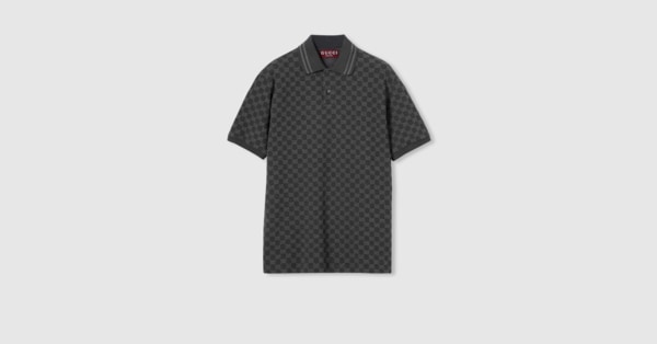 GGコットンピケ ジャカード ポロシャツ ・ブラック＆グレー | GUCCI公式