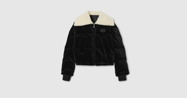 Cotton velvet puffer bomber in black | GUCCI® US