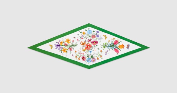 Printed silk twill diamond scarf in multicolor | GUCCI® US