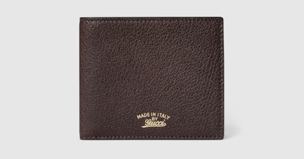 Lira bi-fold wallet in dark brown leather | GUCCI® US