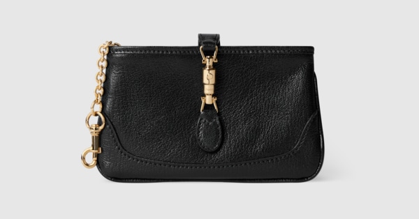 Gucci Jackie zip key pouch in black leather | GUCCI® US