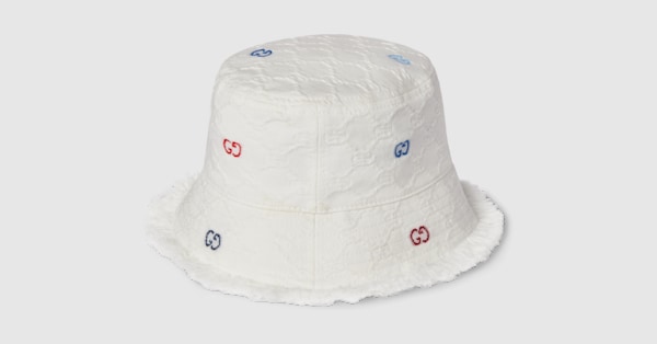 Children's GG cotton bucket hat in white | GUCCI® US