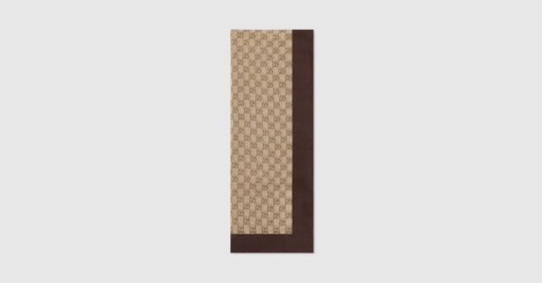Printed silk chiffon stole in brown and light brown | GUCCI® US