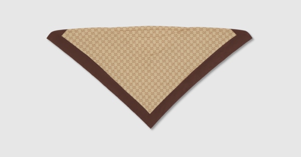 Printed silk twill headband in brown and light brown | GUCCI® US