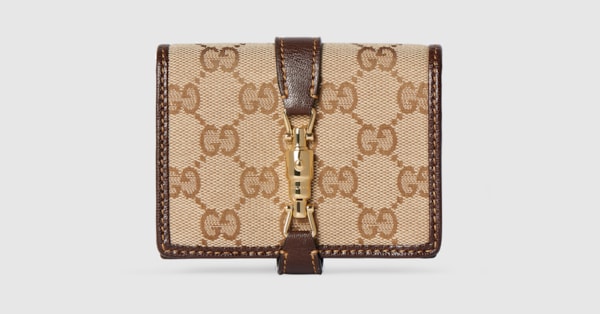Gucci Jackie〕ミディアム ウォレット ・サンド＆ブラウン GG