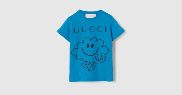 GUCCI キッズTシャツ　GUCCIベビー　GUCCIトップス ベビー〕プリント コットン Tシャツ ・ブルー | GUCCI公式