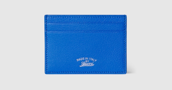 Lira card case in bright blue leather | GUCCI® US