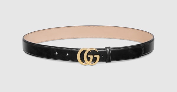 レザーベルト（ダブルGバックル） ・ブラック レザー | GUCCI公式