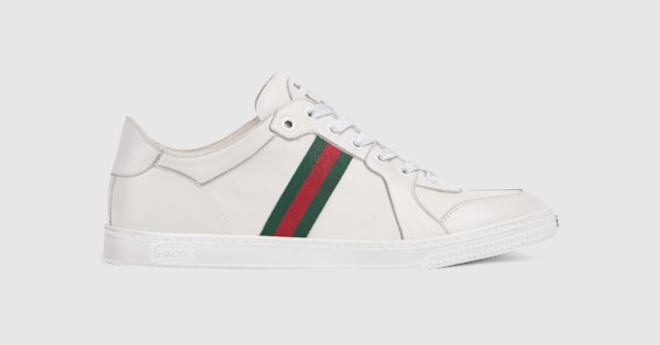 Women's Stretch low-top sneaker in white leather | GUCCI® US