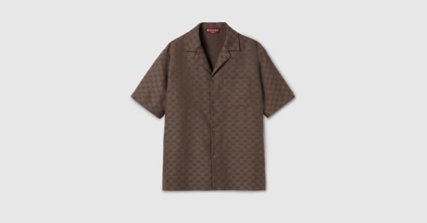 新品ブランドGUCCI GG canvas linen blend bowling shirt in brown | GUCCI® US
