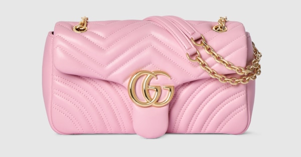 GG Marmont medium shoulder bag in light pink leather | GUCCI® US
